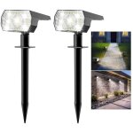 Lot de 2 spot solaire exterieur outdoor, 56 leds 3 modes lampe solaire exterieur jardin, fonction 2 en ...
