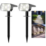 Lot de 2 spot solaire exterieur outdoor, 56 leds 3 modes lampe solaire exterieur jardin, fonction 2 en ...