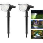 Lot de 2 spots solaires d'extrieur ulisem, 30 led, tanches ip67, projecteur solaire orientable avec ...