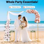 Lot de 2 supports d'arche de mariage en m�tal de 2 x 2 m, toile de fond et arche de ballons, avec 2 colonnes ...