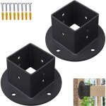 Lot de 2 supports de base de table carr�s 2 x 2 - support de base de pergola - support mural noir robuste ...
