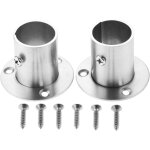 Lot de 2 supports avec bride inox. pour tringle de penderie ?25mm, embase platine ronde pour fixation ...