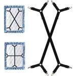 Lot de 2 supports de drap - housse longs r�glables avec pinces, tendeur de drap crois� ajustable, convient ...