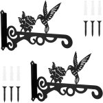 Lot de 2 supports muraux robustes en m�tal de 25 cm - motif colibri - pour suspendre des pots de fleurs, ...