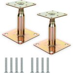 Lot de 2 supports de poteau sur�lev�s r�glables galvanis�s de 100 � 150 mm - pour la construction - dor� ...