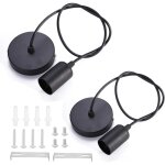 Lot de 2 suspension corde luminaire suspension e27 avec anneau � vis lampe suspension noir c�ble r�glable ...