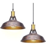 Lot de 2 suspension luminaire industrielle vintage en m�tal, lustre abat - jour �clairage int�rieur 27cm ...