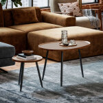 Lot de 2 tables basses gigognes, table d'appoint empilable, pieds en m�tal, pour salon, chambre, bureau, ...