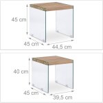 Lot de 2 table basses gigogne bois pieds verre Lot de 2 table basses gigogne bois pieds verre