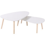Lot de 2 tables basses gigognes laqu�es blanc scandinave