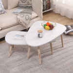 Lot de 2 tables basses gigognes laquées blanc scandinave Lot de 2 tables basses gigognes laquées blanc scandinave