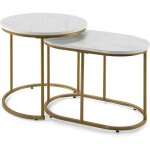 Costway lot de 2 tables basses gigognes scandinaves, table d'appoint moderne avec coussinets de pied ...