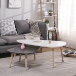 Lot de 2 tables basses gigognes scandinave blanc laqu et gris mat - l 98 x l 61 et l 88 x l 48 cm