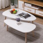 Lot de 2 tables basses gigognes scandinave blanc laqué mat - l 98 x l 61 et l 88 x l 48 cm Lot de 2 tables basses gigognes scandinave blanc laqué mat - l 98 x l 61 et l 88 x l 48 cm