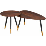 Homcom - lot de 2 tables basses gigognes style art déco pieds effilés inclinés métal noir extrémités ... Homcom - lot de 2 tables basses gigognes style art déco pieds effilés inclinés métal noir extrémités ...