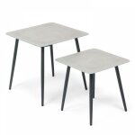 Oviala - lot de 2 tables basses de jardin en acier gris