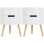 Lot de 2 table de chevet, table basse avec 2 compartiment de rangement plateau en mdf, 38x38x51cm, blanc ...