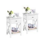 Lot de 2 tables de chevet tables de nuit 40x30x55cm (lxpxh) tables d'appoint en bois vintage avec 1 tiroir ...