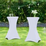 Idmarket - lot de 2 tables hautes pliantes 105 cm et 2 housses blanches Idmarket - lot de 2 tables hautes pliantes 105 cm et 2 housses blanches