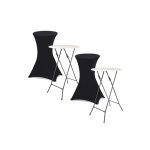 Idmarket - lot de 2 tables hautes pliantes 105 cm - noir - avec 2 housses noires Idmarket - lot de 2 tables hautes pliantes 105 cm - noir - avec 2 housses noires