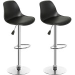 Lot de 2 tabouret de bar?en cuir pu?reglable en hauteur et pivotant?design moderne - noir