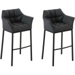 Clp - lot 2 tabourets de bar damaso en tissu avec support à 4 pieds gris foncé noir Clp - lot 2 tabourets de bar damaso en tissu avec support à 4 pieds gris foncé noir