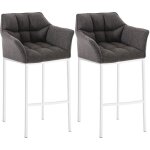 Clp - lot 2 tabourets de bar damaso en tissu avec support à 4 pieds gris titane blanc Clp - lot 2 tabourets de bar damaso en tissu avec support à 4 pieds gris titane blanc