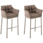 Clp - lot 2 tabourets de bar damaso en tissu avec support à 4 pieds marron terre acier inoxydable Clp - lot 2 tabourets de bar damaso en tissu avec support à 4 pieds marron terre acier inoxydable