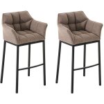 Clp - lot 2 tabourets de bar damaso en tissu avec support  4 pieds marron terre noir