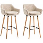 Lot de 2 tabourets de bar design et confortable en tissu crme avec accoudoirs et repose - pieds 100000275 ...