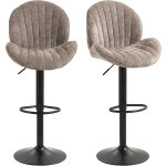 Lot de 2 tabourets de bar forme de coquillage, dossier, hauteur r�glable et repose - pieds, cadre en ...