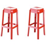 Clp - lot de 2 tabourets de bar fox rouge