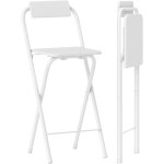 Lot de 2 tabourets de bar - homcom - pliables - dossier et repose - pieds - cadre en acier - 87 cm de ...