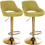 Lot de 2 tabourets de bar milet en tissu vert m�tal or