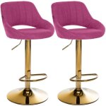 Lot de 2 tabourets de bar milet en tissu violet m�tal or