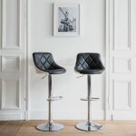 Happy garden - lot de 2 tabourets de bar noir et blanc jasper