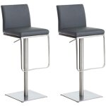 Lot de 2 tabourets de bar panama recouverts de similicuir gris acier inoxydable Lot de 2 tabourets de bar panama recouverts de similicuir gris acier inoxydable