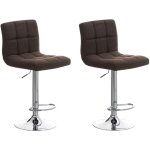 Lot de 2 tabourets de bar peru en tissu pi�tement m�tal pivotant et ajustable marron