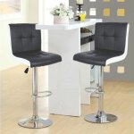 Lot de 2 tabourets de bar rglables avec dossier en cuir pu, chaise de bar pivotante pour cuisine, bar, ...