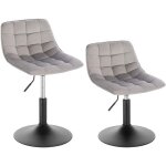 Lot de 2 tabouret de bar si�ge en velours chaise de bar avec dossier tabouret rotatif moderne hauteur ...
