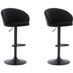 Vente - unique ? lot de 2 tabourets de bar en velours noir ? hauteur r�glable 63 / 80 cm ? pi�tement ...