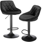 Lot de 2 tabouret de bar?en velours?reglable en hauteur et pivotant , pour bar, comptoir, cuisine?noir ...