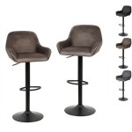 Lot de 2 tabouret de bar en velours - style contemporain - rglable en hauteur et pivotant - marron