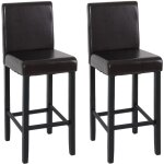 Hhg - lot de 2 tabourets de bar vicenza, cuir, marron / pieds foncés Hhg - lot de 2 tabourets de bar vicenza, cuir, marron / pieds foncés