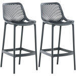 Clp - lot de 2 tabourets d'ext�rieur air pour bar en plastique avec repose - pieds gris fonc�
