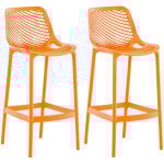 Clp - lot de 2 tabourets d'ext�rieur air pour bar en plastique avec repose - pieds orange