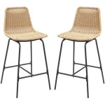 Lot de tabourets de bar et d'ilot kuta en m�tal avec assise en rotin 65cm