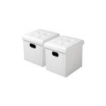 Lot de 2 tabouret pouf coffre cube woltu repose - pieds avec espace de rangement, en simili cuir, 37, ...