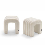 Lot de 2 tabourets rembourr�s en tissu bouclette - blanc - mui