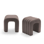 Lot de 2 tabourets rembourr�s en tissu bouclette - taupe - mui